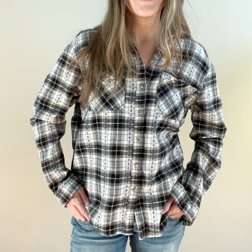 BDG Urban Outfitters Western Print Plaid Button Up Flannel Shirt